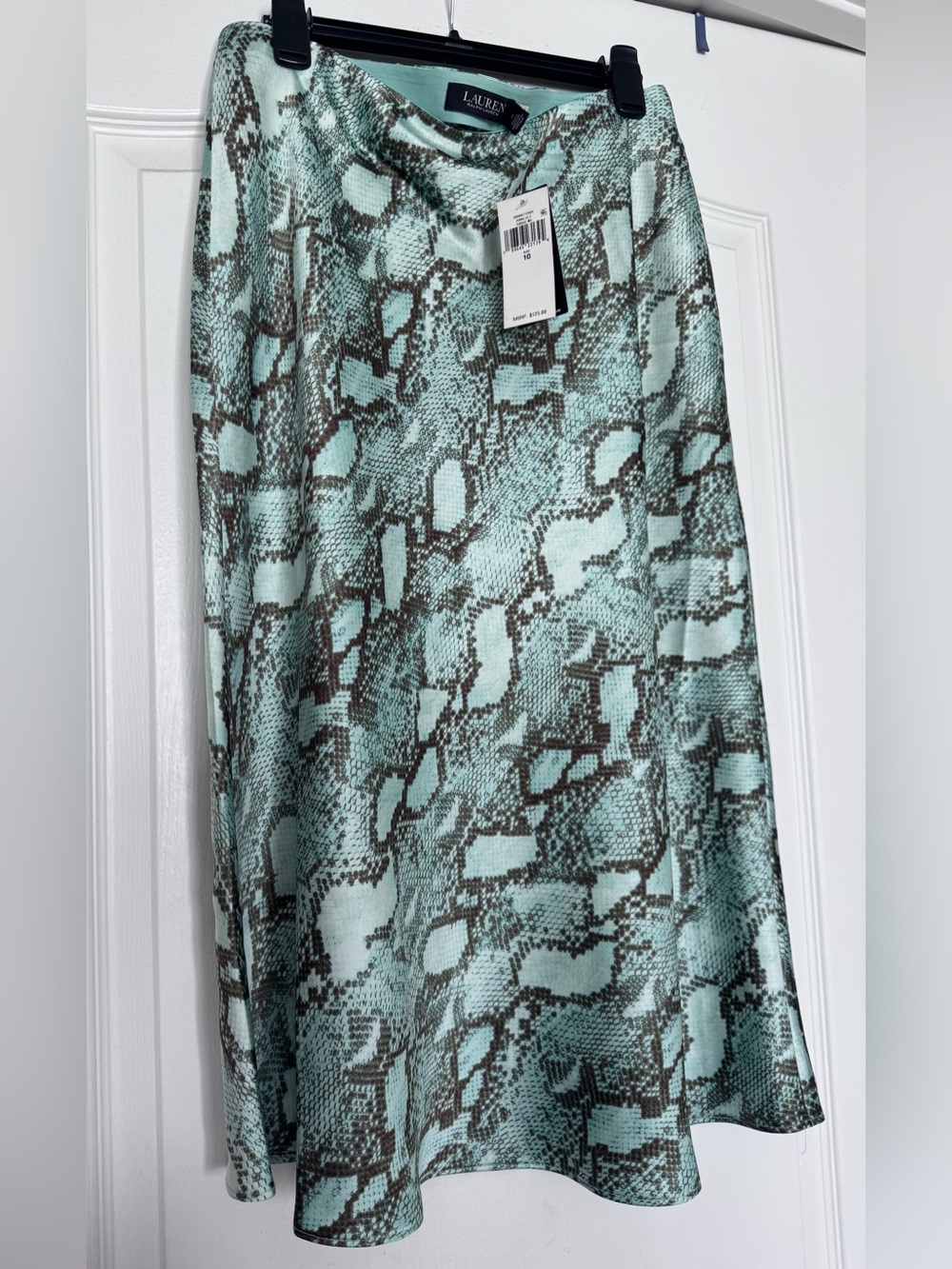 NWT Ralph Lauren Women's Satin Snakeskin Print A line Skirt 10 - Picture 5 of 6